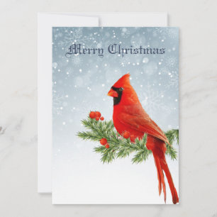 Tarjeta Festiva Red Cardinal Bird Merry Christmas greeting