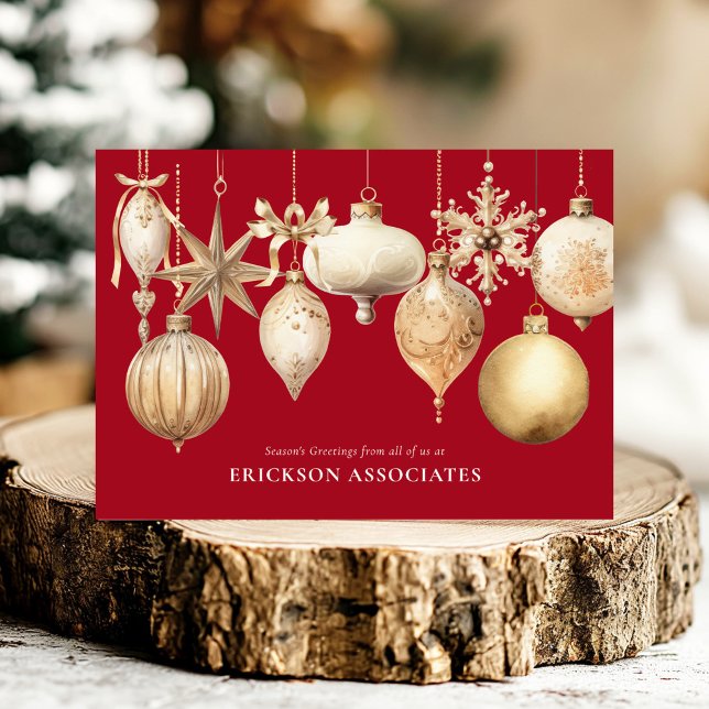 Tarjeta Festiva Red Christmas Ornaments Corporate Business (Subido por el creador)
