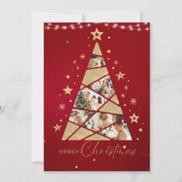 Tarjeta Festiva Red Christmas Tree Family
