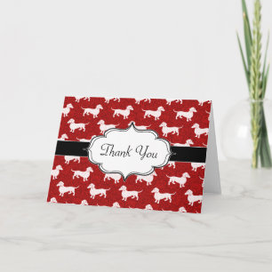 Tarjeta Festiva Red Damask Dachshunds