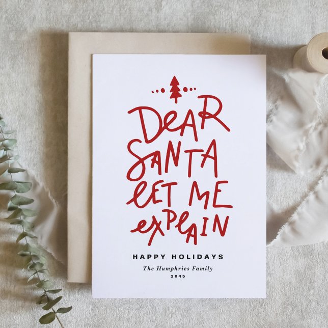 Tarjeta Festiva Red Dear Santa Me deja explicar a Navidades gracio (Subido por el creador)