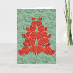 Tarjeta Festiva Red Deco Flower Christmas Tree