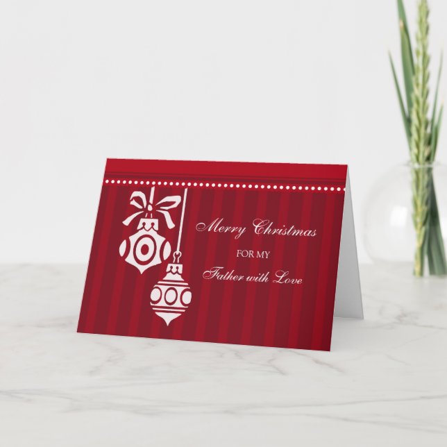 Tarjeta Festiva Red Decorations Dad Merry Christmas Card (Anverso)