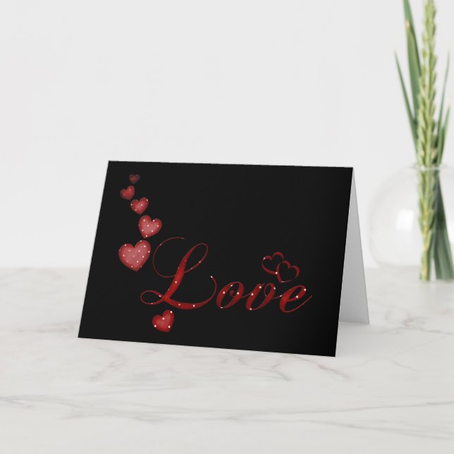 Tarjeta Festiva Red Falling Hearts Love Valentine Greeting Card (Anverso)