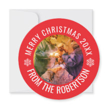 Red festive round Christmas birth photo December 