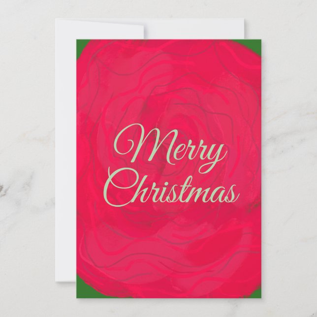 Tarjeta Festiva Red Floral Merry Christmas  (Anverso)