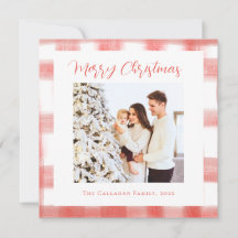 Red Gingham Plaid Elegant Personalizado Photo Navi
