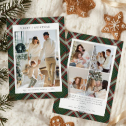 Tarjeta Festiva Red Green Buffalo Plaid Photo collage Christmas