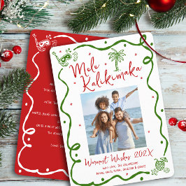 Tarjeta Festiva Red Green Mele Kalikimaka Photo Doodle Christmas