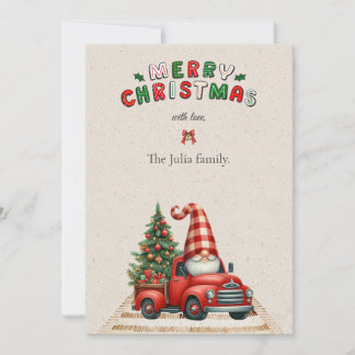 Tarjeta Festiva 🎄Red & Green Santa Vintage Car Christmas