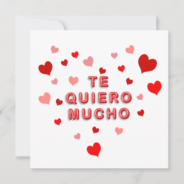 Tarjeta Festiva Red Heart Confetti Te Quiero Mucho 3d Letras (Anverso)