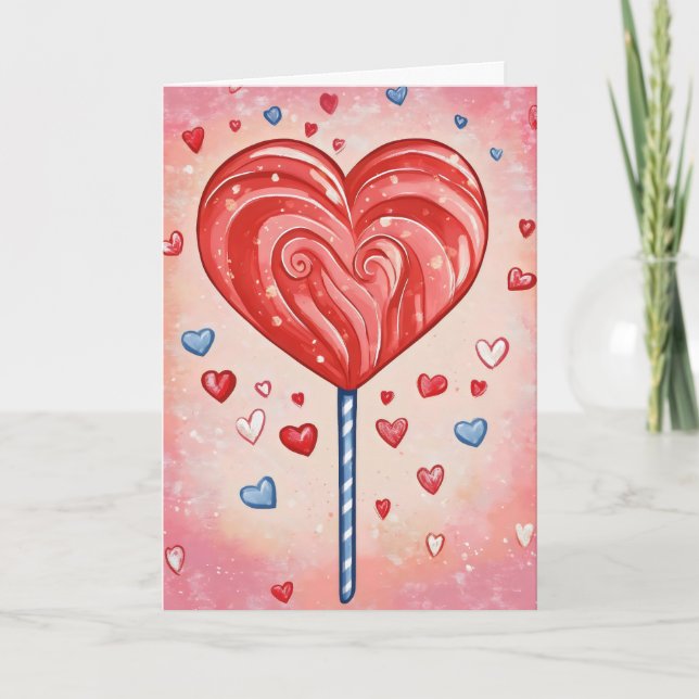 Tarjeta Festiva Red Heart Lolipop (Anverso)