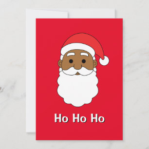 Tarjeta Festiva Red Ho Ho Ho Ho Ho Familia Santa Claus afroamerica