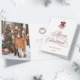 Tarjeta Festiva Red Holly Berry Bouquet Navidades románticos