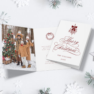 Tarjeta Festiva Red Holly Berry Bouquet Navidades románticos