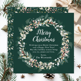 Tarjeta Festiva Red Holly Wreath Merry Christmas