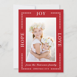 Tarjeta Festiva Red Hope Joy Ama a los Navidades modernos Foto
