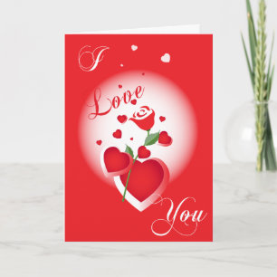 Tarjeta Festiva Red I Love You Hearts Valentine Card