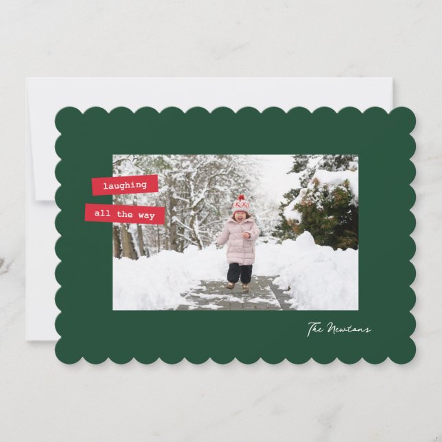 Tarjeta Festiva Red Label Single Photo Flat Holiday Card (Anverso)