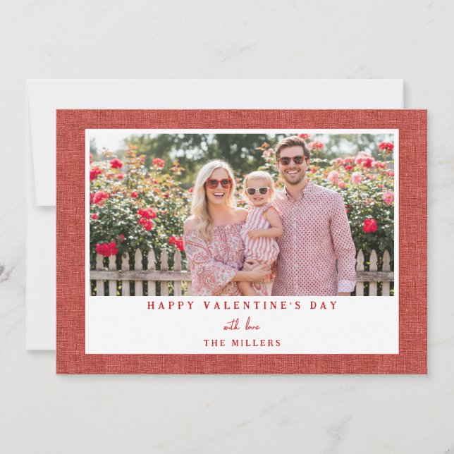 Tarjeta Festiva Red Landscape Happy Valentine's Day Photo Card (Anverso)