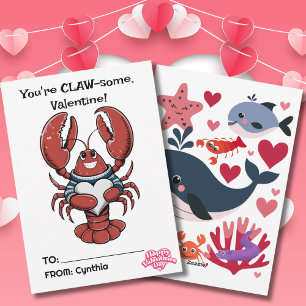 Tarjeta Festiva Red Lobster Kids Día de San Valentín Eres GARRA-so