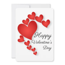 Red Love Heart Shape Valentine Day Greeting Card