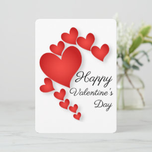 Tarjeta Festiva Red Love Heart Shape Valentine Day Greeting Card