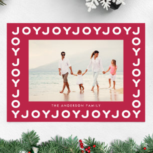 Tarjeta Festiva RED Magenta JOY Marco fotográfico de Navidades