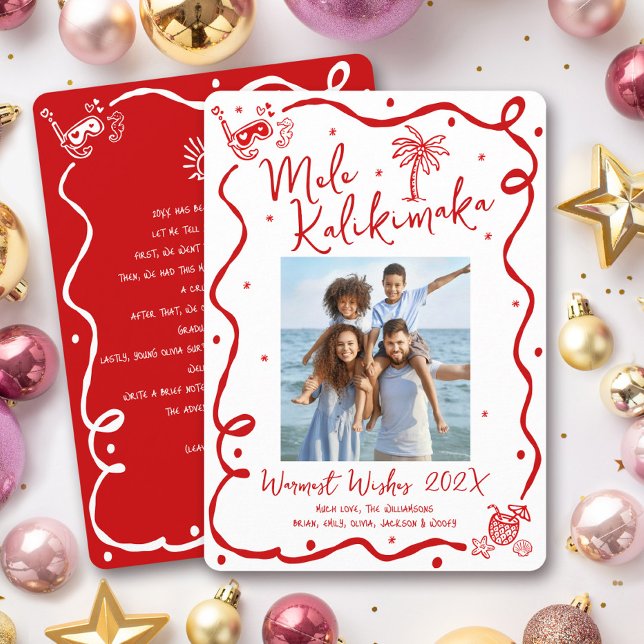 Tarjeta Festiva Red Mele Kalikimaka Photo Hand Drawn Christmas (Subido por el creador)
