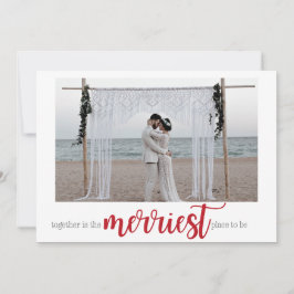 Tarjeta Festiva Red Merriest Place to Be Christmas Photo Card