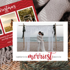 Tarjeta Festiva Red Merriest Place to Be Christmas Photo Card