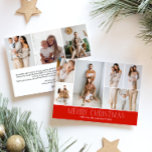 Tarjeta Festiva RED Merry Christmas Elegant 9 Collage Multi-Photo<br><div class="desc">Comparte lo más destacado de tu familia con esta tarjeta de Navidades de este año en revisión que presenta un diseño simple, mínimo y limpio. El frente incluye un collage moderno de 6 fotos, acompañado del saludo festivo "Feliz Navidad" en un elegante tipo de letra serif a través de un...</div>