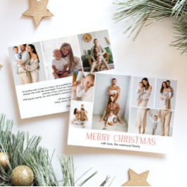 Tarjeta Festiva RED Merry Christmas Elegant 9 Collage Multi-Photo