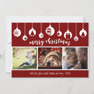 Tarjeta Festiva Red Merry Christmas Hanging Ornament Photo