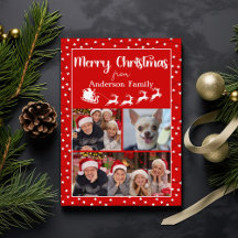 Red Merry Christmas Luce Tres Collages de fotos