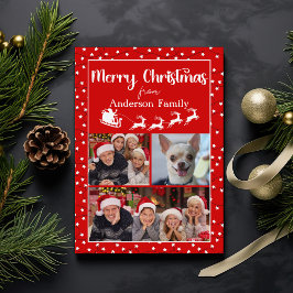 Tarjeta Festiva Red Merry Christmas Luce Tres Collages de fotos