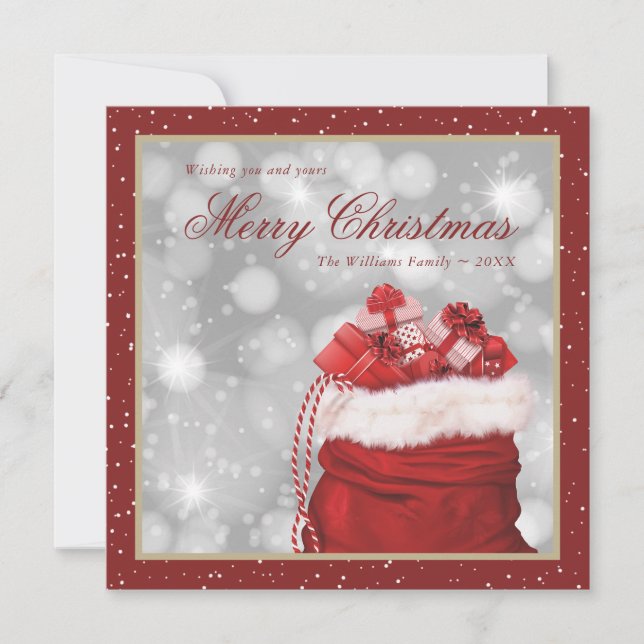 Tarjeta Festiva Red Merry Christmas Winter Holiday Cards (Anverso)