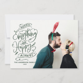 Tarjeta Festiva Red Merry Everything and Happy Always Photo Holids