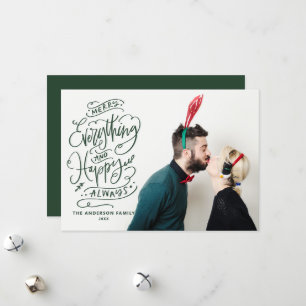 Tarjeta Festiva Red Merry Everything and Happy Always Photo Holids