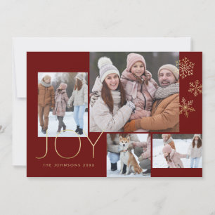Tarjeta Festiva Red Modern Gold Simple Multi-foto