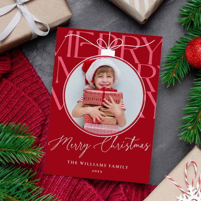 TARJETA FESTIVA RED MODERN TYPOGRAPHY PHOTO ORNAMENT  (Subido por el creador)