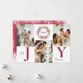 Tarjeta Festiva Red Moderno Holly Berries 3 Navidades de Alegría F