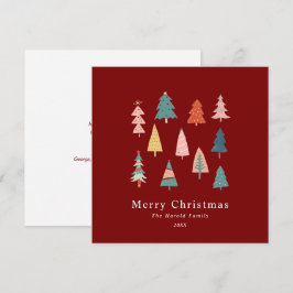 Tarjeta Festiva Red Moderno Non Photo Simple Christmas Trees Card
