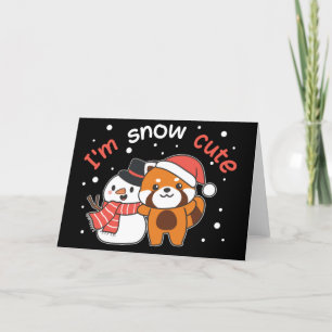 Tarjeta Festiva Red Panda I'm Snow Cute Snowman Snow Pun Holiday C