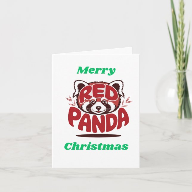 Tarjeta Festiva Red Panda Merry Christmas (Anverso)