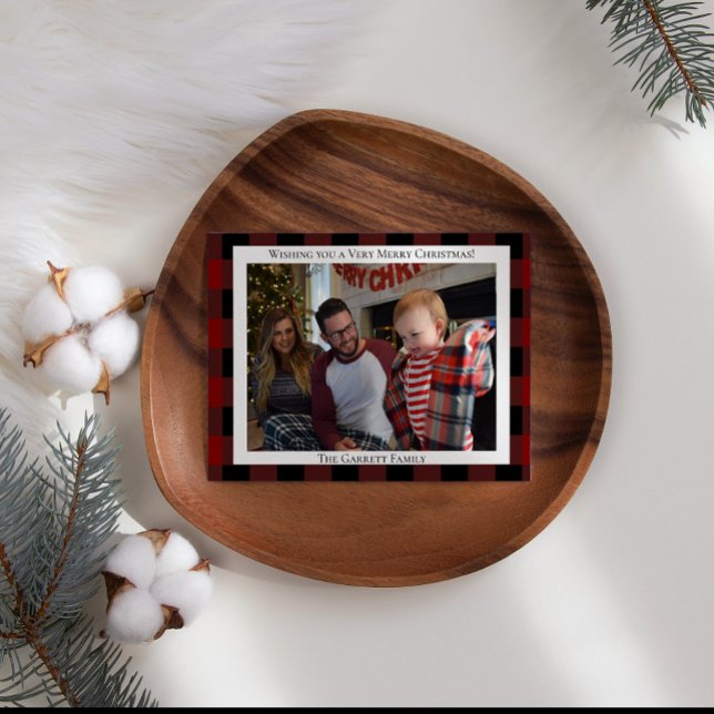 Tarjeta Festiva Red Plaid agrega tus propios Navidades de imágenes (Subido por el creador)