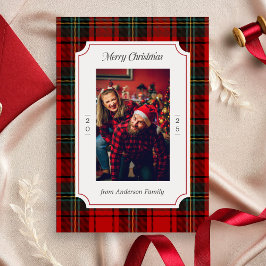 Tarjeta Festiva Red Plaid Merry Christmas