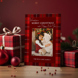 Tarjeta Festiva Red Plaid Merry Christmas 1 Photo