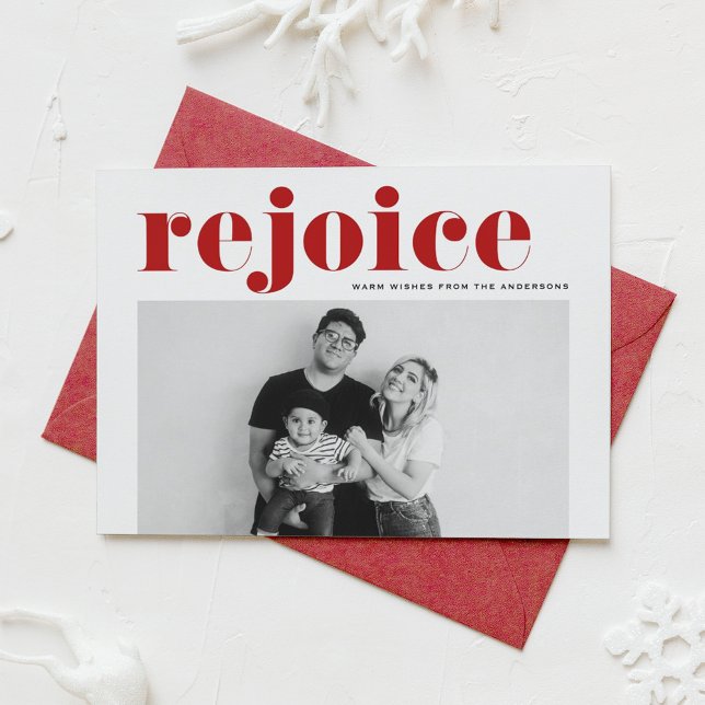 Tarjeta Festiva Red Rejoice Negrita Typografía Navidades modernos  (Subido por el creador)