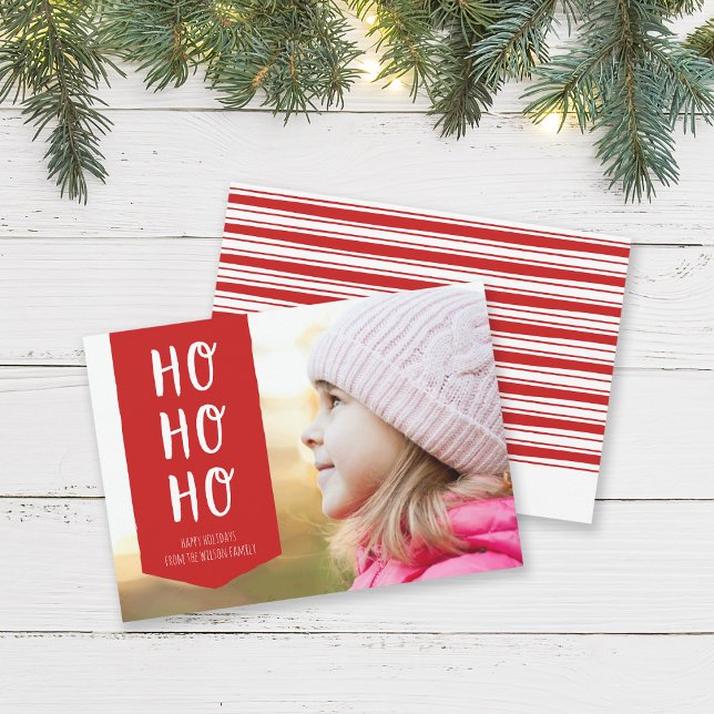 Tarjeta Festiva Red Ribbon Ho Ho Ho Ho Ho Happy Holidays (Subido por el creador)